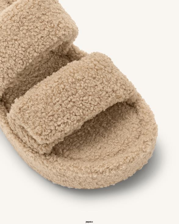 béžový JW PEI lexi sandál na platformě z umělé kožešiny ZNFH2316 sandál