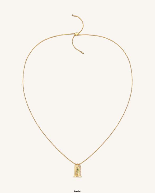 18karátový pozlacený a vícebarevný zirkon JW PEI římský náhrdelník s malým obloukem ZNFH2346 náhrdelník