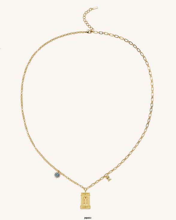 18karátový pozlacený a vícebarevný zirkon JW PEI náhrdelník s přívěskem římský oblouk ZNFH2349 náhrdelník