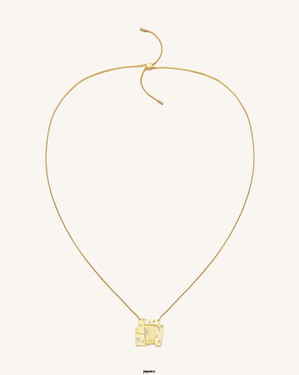 Pozlacené 18karátovým zlatem a bílý zirkon JW PEI kosmos kombinovaný náhrdelník ZNFH2373 náhrdelník