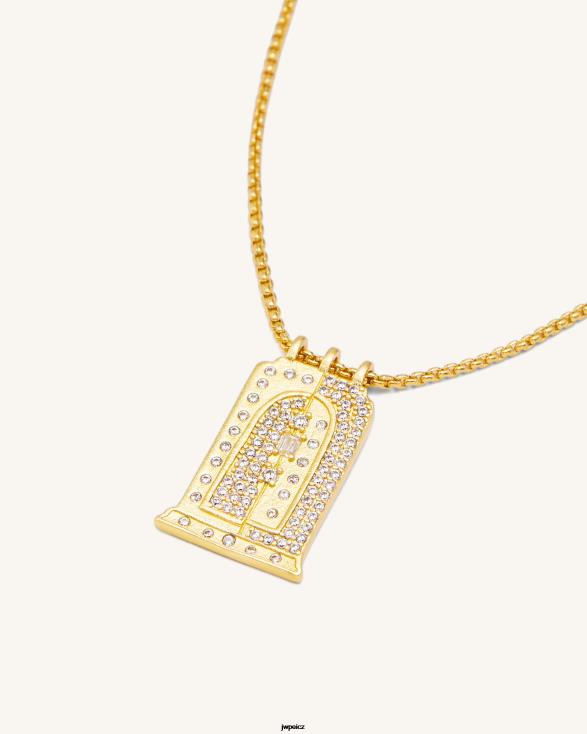 Pozlacené 18karátovým zlatem a bílý zirkon JW PEI římský náhrdelník s malým obloukem ZNFH2345 náhrdelník