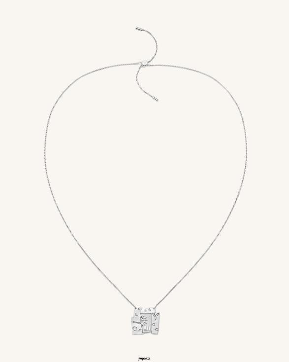 Pozlaceno 18karátovým bílým zlatem a bílým zirkonem JW PEI kosmos kombinovaný náhrdelník ZNFH2375 náhrdelník