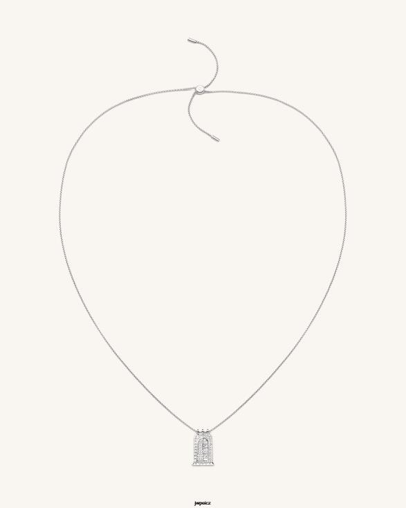 Pozlaceno 18karátovým bílým zlatem a bílým zirkonem JW PEI římský náhrdelník s malým obloukem ZNFH2347 náhrdelník