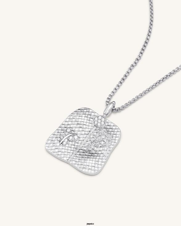 Pozlaceno 18karátovým bílým zlatem a bílým zirkonem JW PEI přívěsek s vějířem jitrocele ZNFH2356 náhrdelník