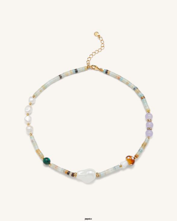 amazonit JW PEI více korálkový houbový náhrdelník ZNFH2405 náhrdelník