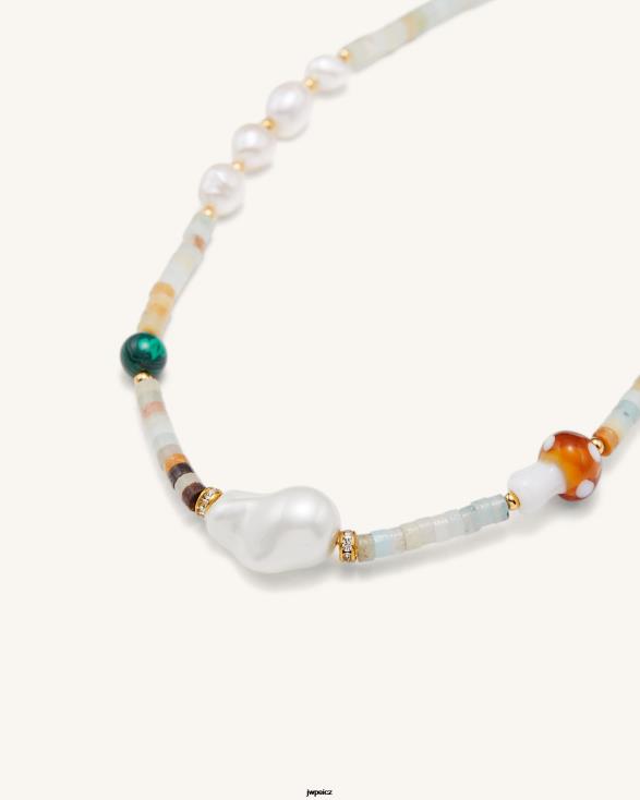 amazonit JW PEI více korálkový houbový náhrdelník ZNFH2405 náhrdelník