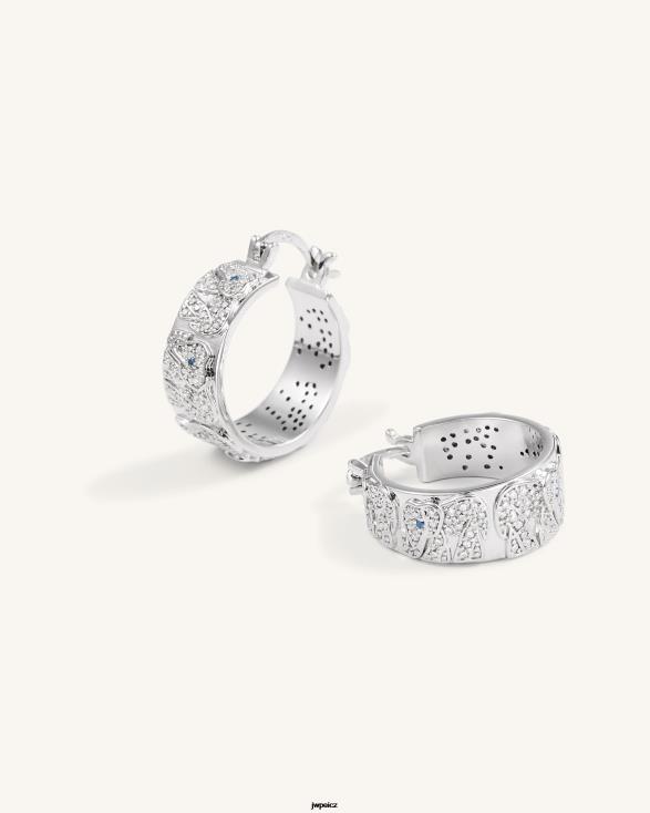 18karátové bílé zlato, bílý zirkon a modrý spinel JW PEI sloní náušnice ZNFH2379 náušnice