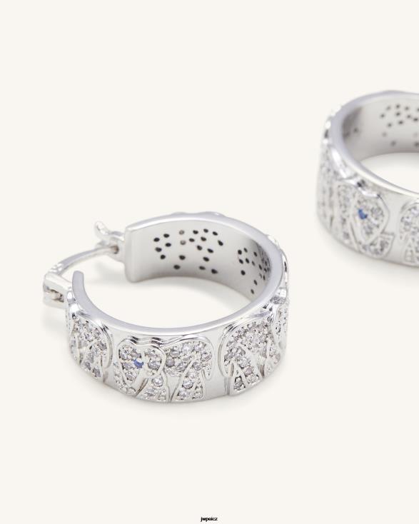 18karátové bílé zlato, bílý zirkon a modrý spinel JW PEI sloní náušnice ZNFH2379 náušnice