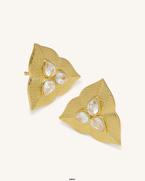 Pozlacené 18karátovým zlatem a bílý zirkon JW PEI lístkové náušnice ZNFH2361 náušnice