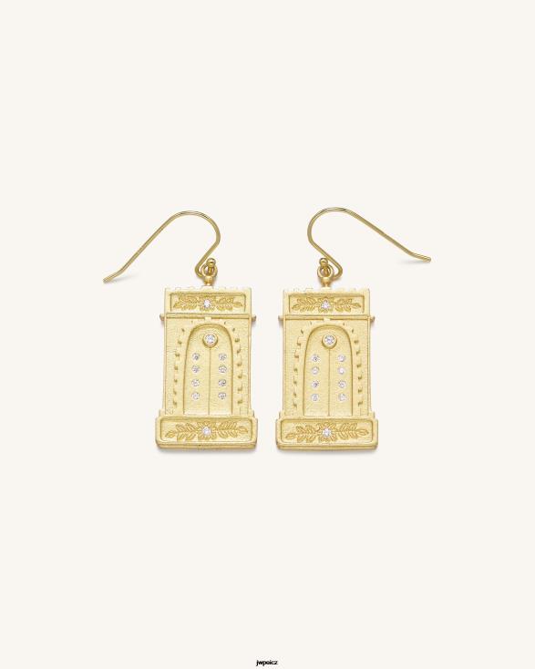 Pozlacené 18karátovým zlatem a bílý zirkon JW PEI římské obloukové náušnice ZNFH2351 náušnice