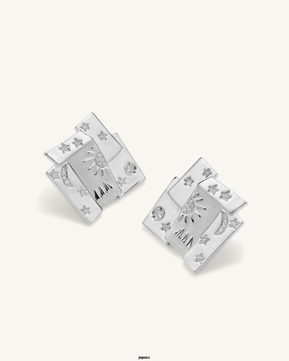 Pozlaceno 18karátovým bílým zlatem a bílým zirkonem JW PEI Vesmírné kombinované náušnice ZNFH2377 náušnice