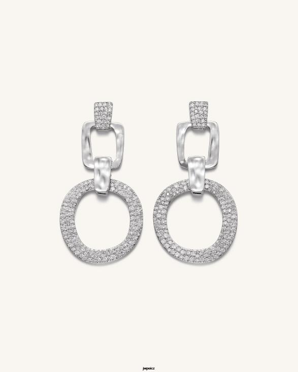 Pozlaceno 18karátovým bílým zlatem a bílým zirkonem JW PEI geometrické prolamované kulaté náušnice ZNFH2392 náušnice