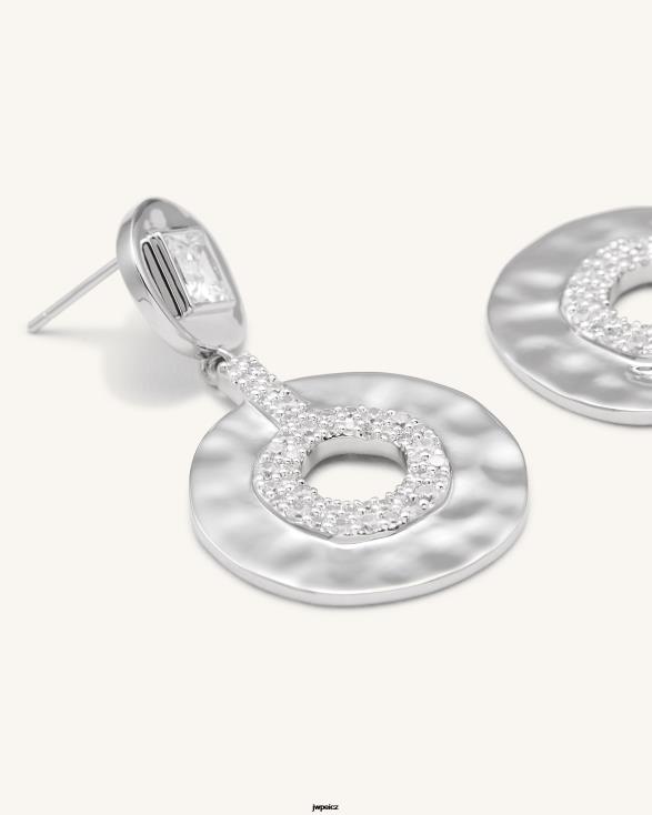 Pozlaceno 18karátovým bílým zlatem a bílým zirkonem JW PEI geometrické prolamované malé kulaté náušnice ZNFH2385 náušnice