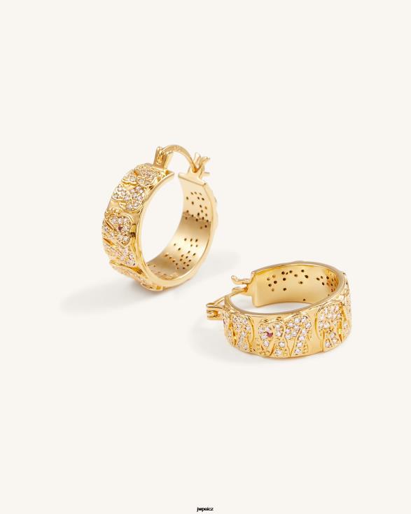 Pozlaceno 18karátovým zlatem a bílým zirkonem a červeným korundem JW PEI sloní náušnice ZNFH2378 náušnice