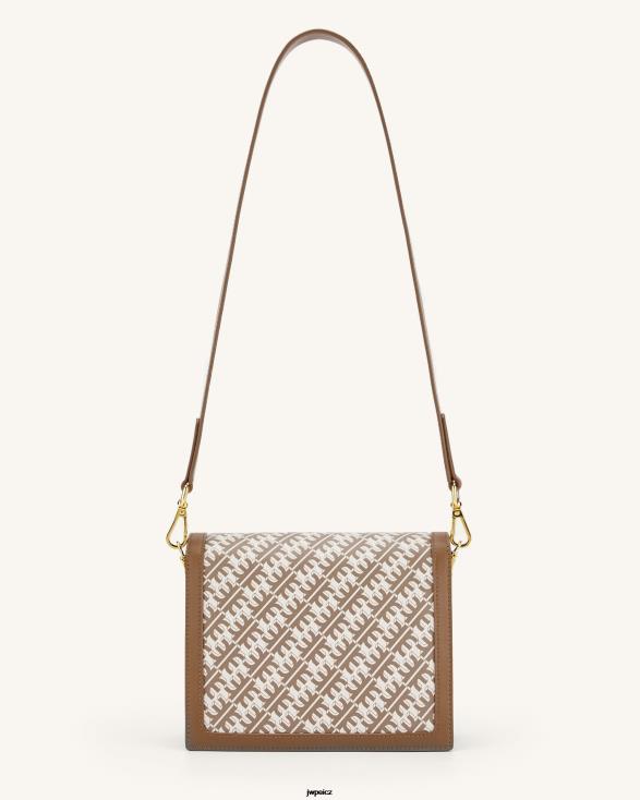 hnědý JW PEI fei mini crossbody s klapkou ZNFH234 crossbody kabelka