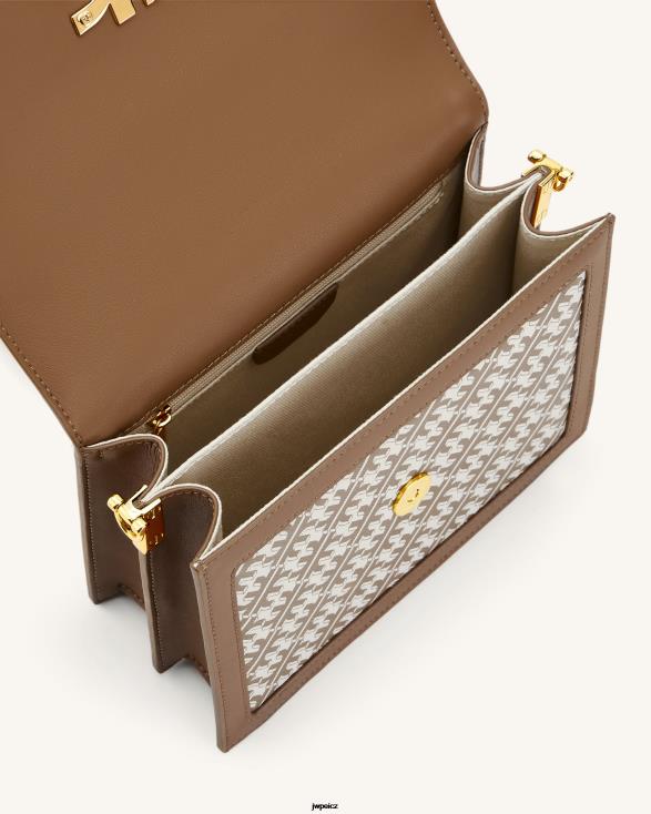 hnědý JW PEI fei mini crossbody s klapkou ZNFH234 crossbody kabelka