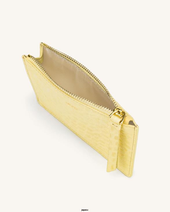 světle žlutý krokodýl JW PEI quinn držák na karty na zip ZNFH2299 držák karty