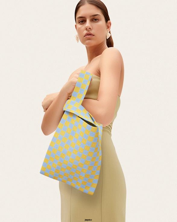 led a žlutá JW PEI bambucká šachovnicová pletená kabelka ZNFH2242 taška na přenášení