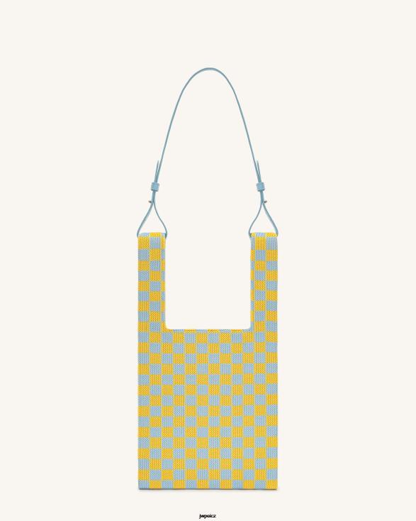led a žlutá JW PEI bambucká šachovnicová pletená kabelka ZNFH2242 taška na přenášení