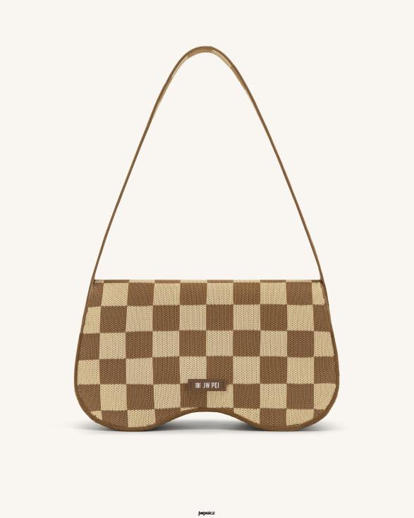 hnědá a béžová JW PEI Pletená taška přes rameno becci ZNFH2111 taška přes rameno