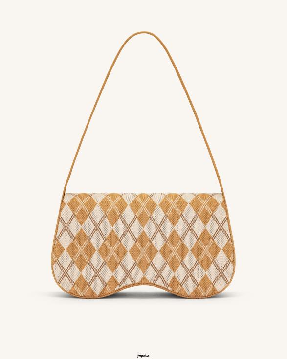 oranžová & slonová kost a hnědá JW PEI Pletená taška přes rameno becci ZNFH2153 taška přes rameno