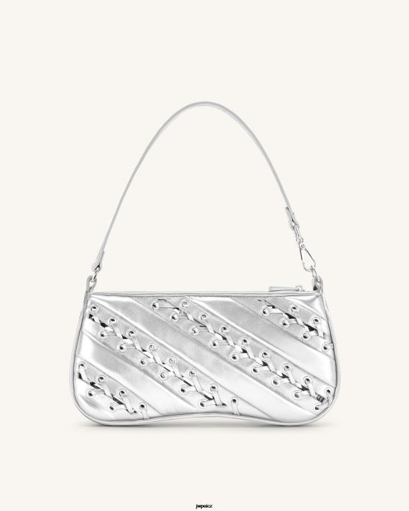 stříbrný JW PEI taška přes rameno eva s kovovými popruhy ZNFH2130 taška přes rameno